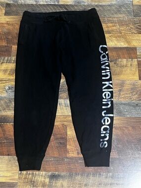 Calvin Klein Jeans Black Logo Side-Print Joggers